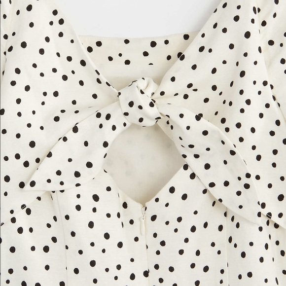 LOFT Dotted Tie Back Flare Dress - Picture 6 of 6